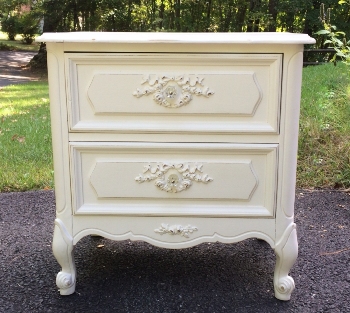 Painted white nightstand with roses