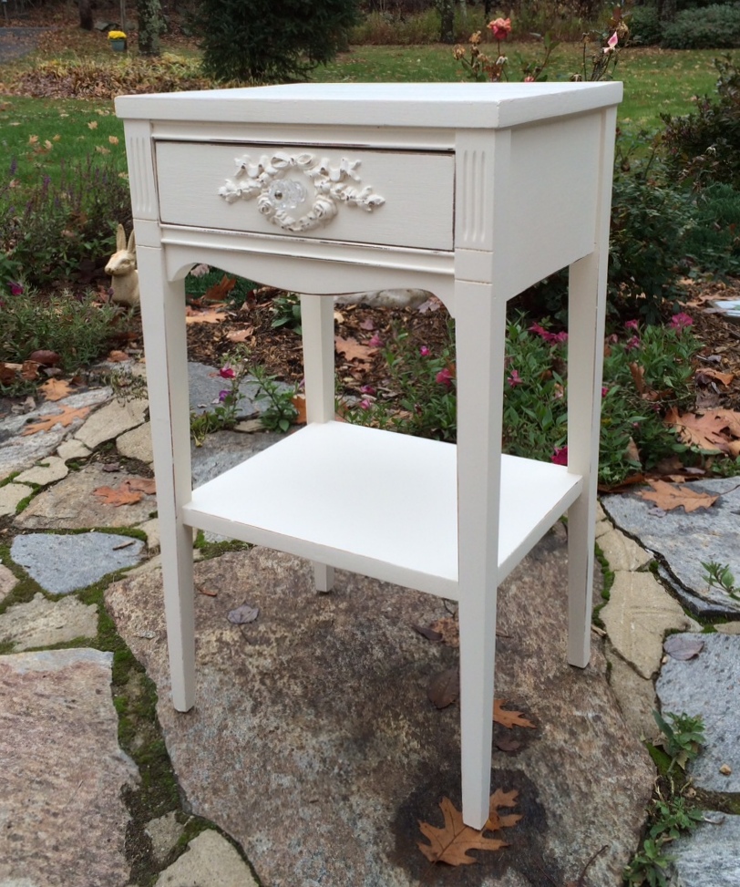 Vintage Painted White Shabby Chic Nightstand