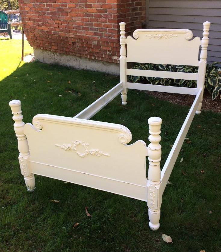 Shabby Chic White Painted Twin Bed