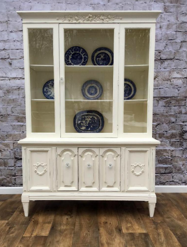 White French Provincial Hollywood Regency china closet