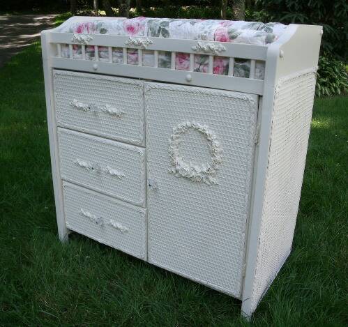 vintage wicker changing table