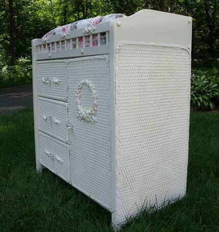 antique white changing table