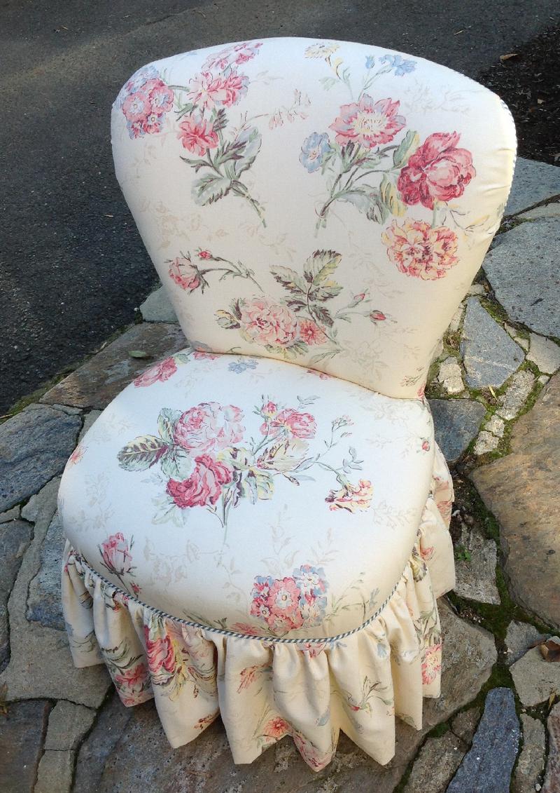 Newly upholstered slipper chair