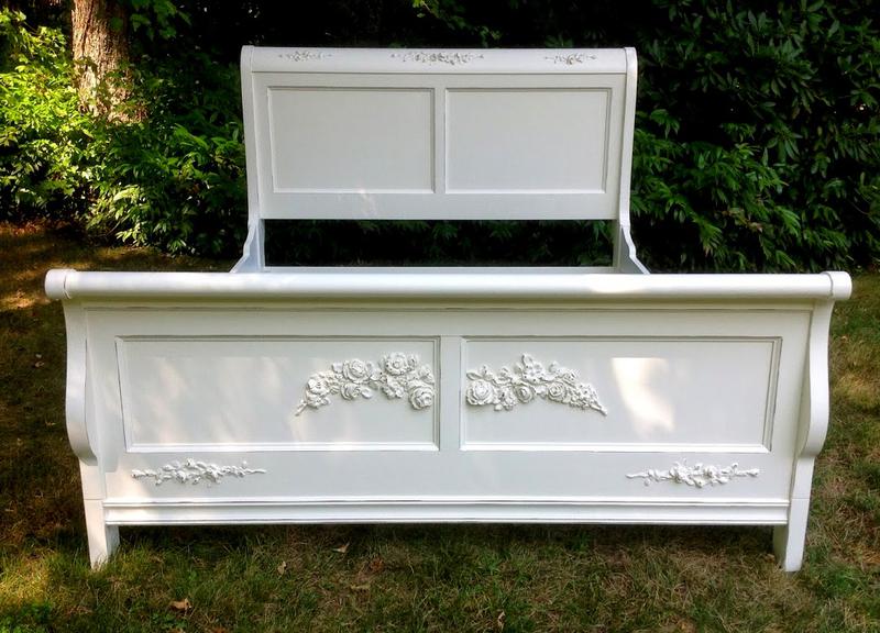 Queen Size Painted Shabby Chic Sleigh Bed